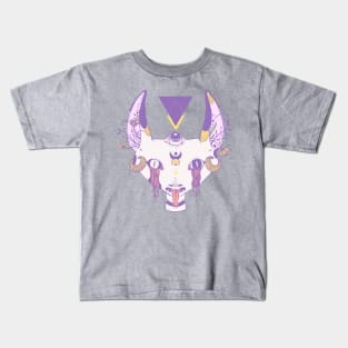 Cat With Serpent Tongue And Third Eye Kids T-Shirt